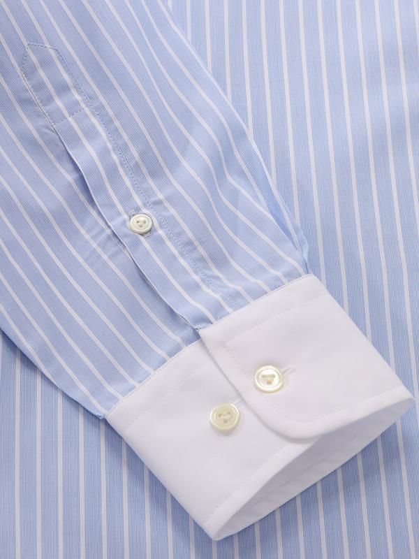 Bankers Sky Striped Full sleeve single cuff Tailored Fit Classic Formal Cotton Shirt