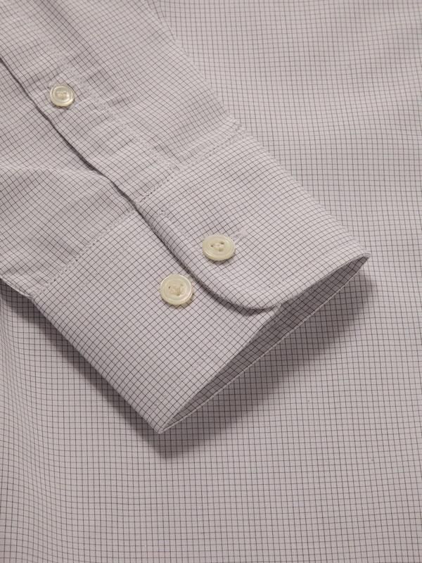 Cricoli Light Grey Check Full sleeve single cuff Tailored Fit Classic Formal Cotton Shirt