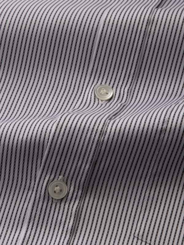 Zodiac Da Vinci Black & White Striped Full Sleeve Single Cuff Classic Fit Classic Formal Cotton Shirt
