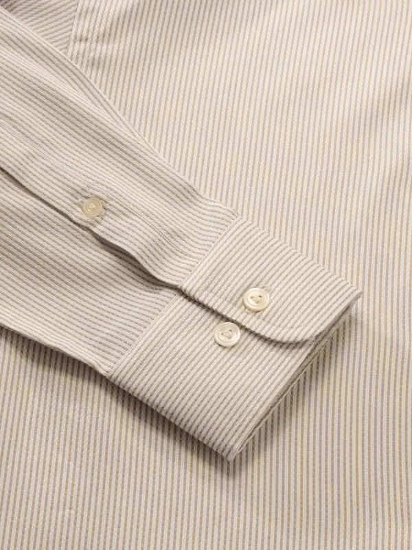 Buy Da Vinci Beige Cotton Tailored Fit Formal Striped Shirt | Zodiac