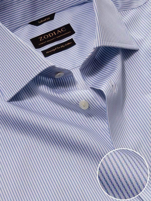 Buy Da Vinci Sky Cotton Tailored Fit Formal Striped Shirt | Zodiac