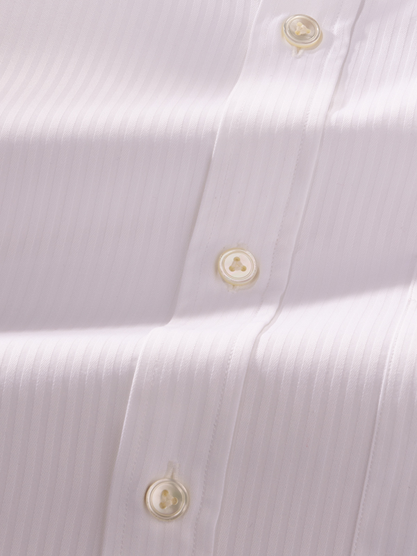 Da Vinci White Striped Full Sleeve Single Cuff Classic Fit Classic Formal Cotton Shirt