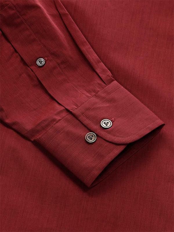 Fil A Fil Maroon Solid Full sleeve single cuff Classic Fit Semi Formal Dark Cotton Shirt
