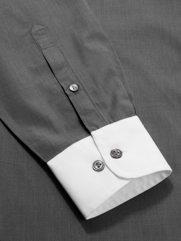 Fil A Fil Black Solid Full Sleeve Single Cuff Tailored Fit Semi Formal Dark Cotton Shirt