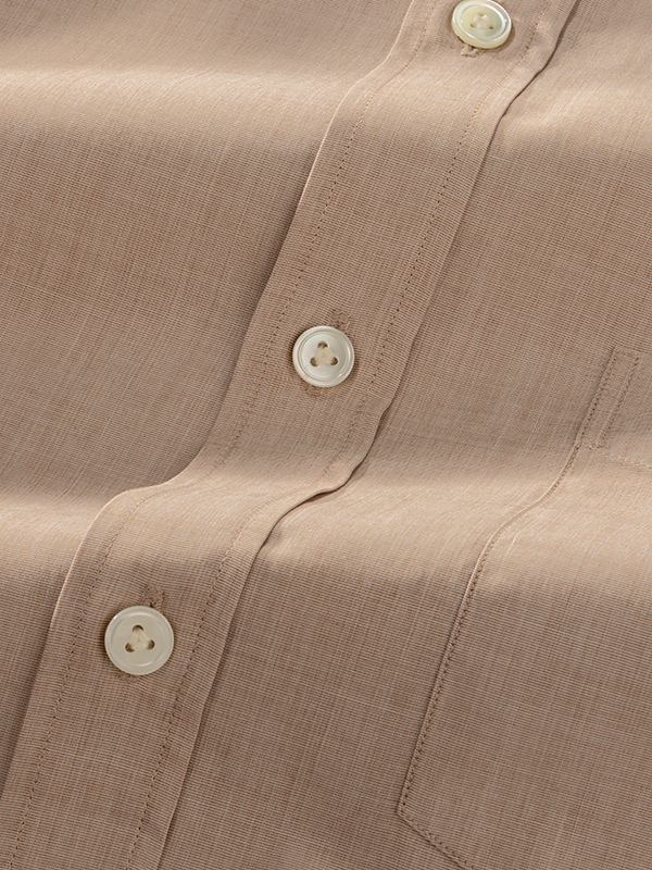 Fil A Fil Sand Solid Full Sleeve Single Cuff Classic Fit Classic Formal Cotton Shirt