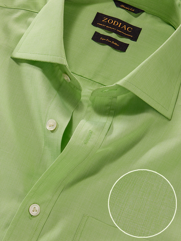 Fil A Fil Green Solid Full Sleeve Single Cuff Classic Fit Classic Formal Cotton Shirt