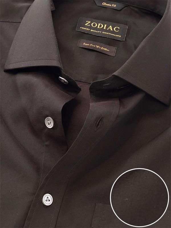 Fine Black Solid Full sleeve single cuff Tailored Fit Semi Formal Dark Cotton Shirt