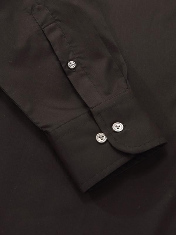 Fine Twill Black Solid Full sleeve single cuff Tailored Fit Semi Formal Dark Cotton Shirt