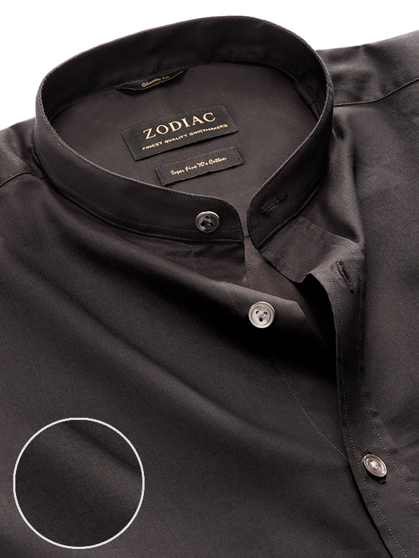 Fine Twill Black Solid Full Sleeve Single Cuff Classic Fit Classic Formal Cotton Shirt