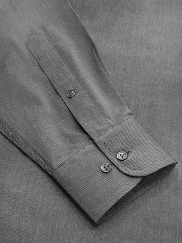 Fine Dark Grey Solid Full Sleeve Single Cuff Classic Fit Classic Formal Cotton Shirt