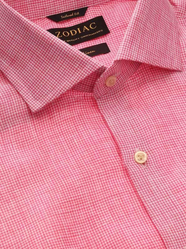 Positano Pink Check Full sleeve single cuff Tailored Fit Semi Formal Linen Shirt