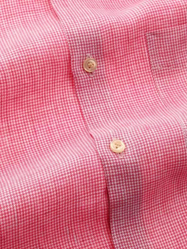 Positano Pink Check Full sleeve single cuff Classic Fit Semi Formal Linen Shirt