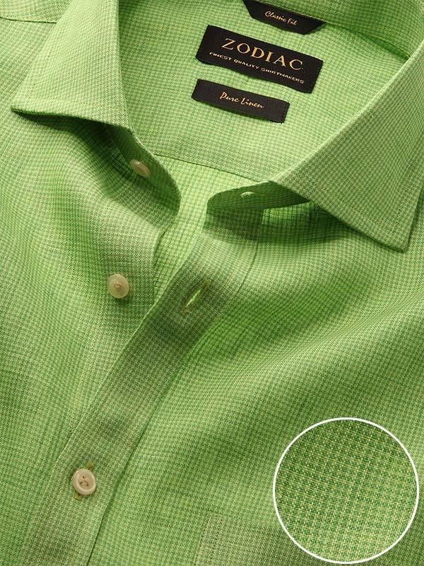 Buy Positano Lime Classic Fit Linen Casual Checks Shirt