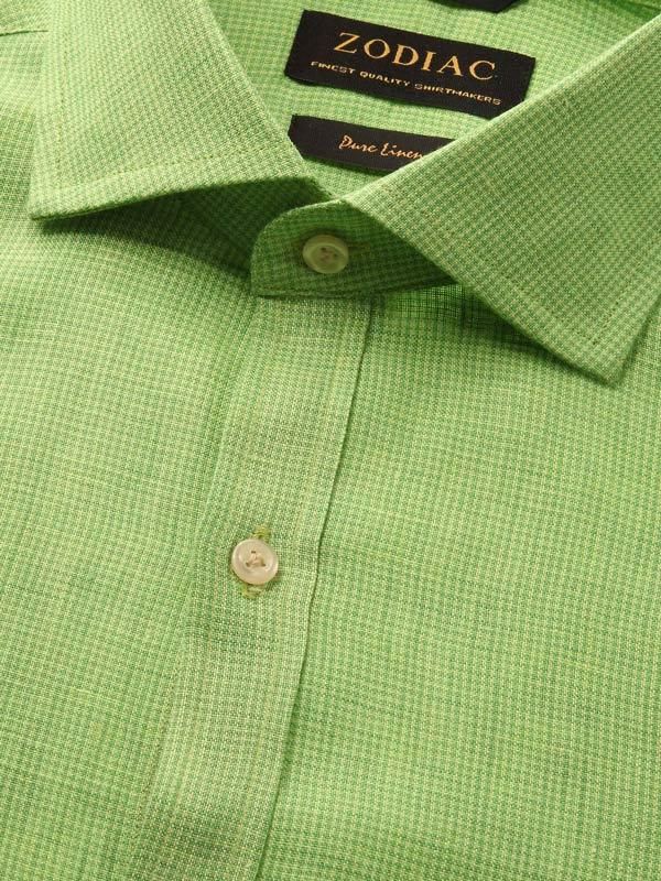 Positano Lime Classic Fit Semi Formal Linen Check Shirt