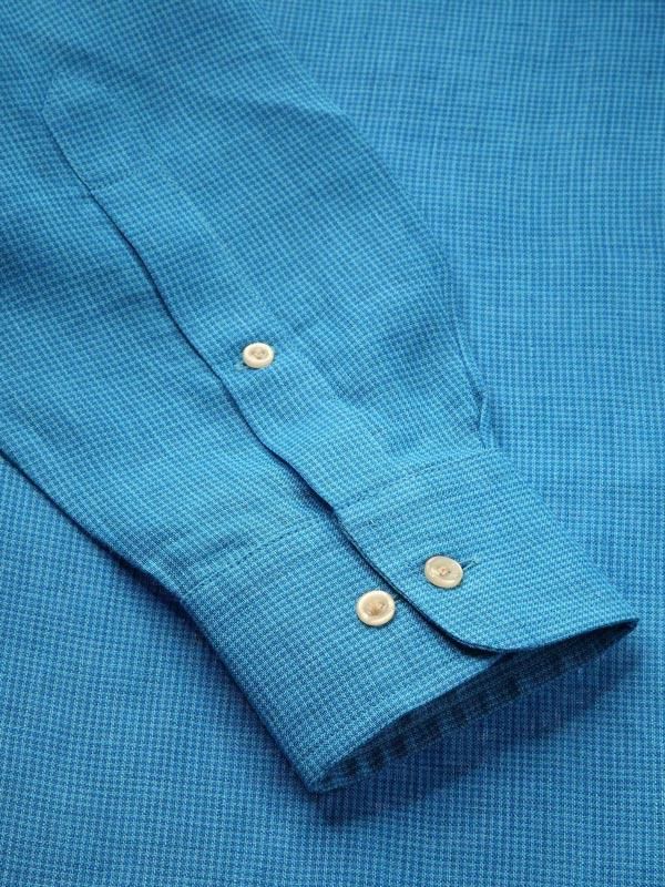 Buy Positano Turquoise Linen Casual Checks Shirt for men