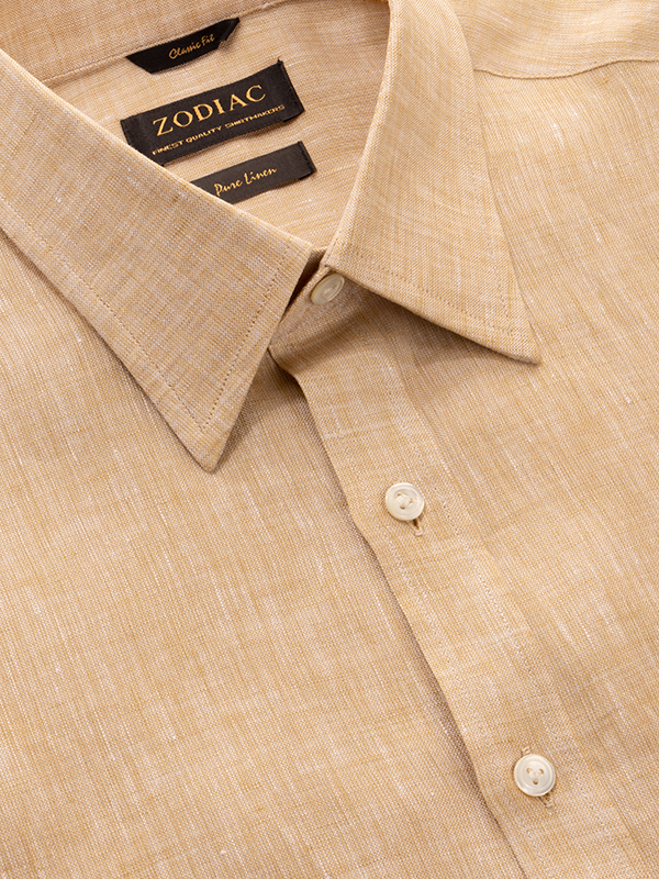 Positano Sand Solid Half Sleeve Classic Fit Semi Formal Linen Shirt