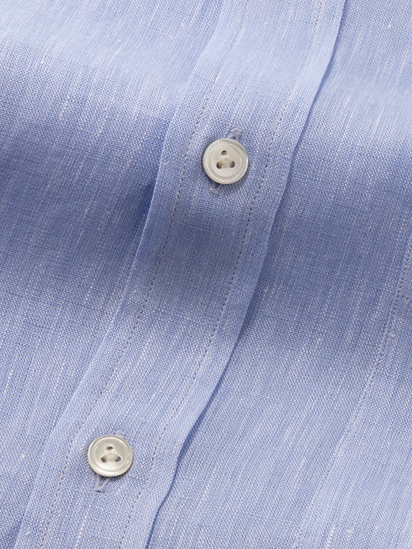 Positano Sky Solid Full Sleeve Single Cuff Classic Fit Semi Formal Linen Shirt