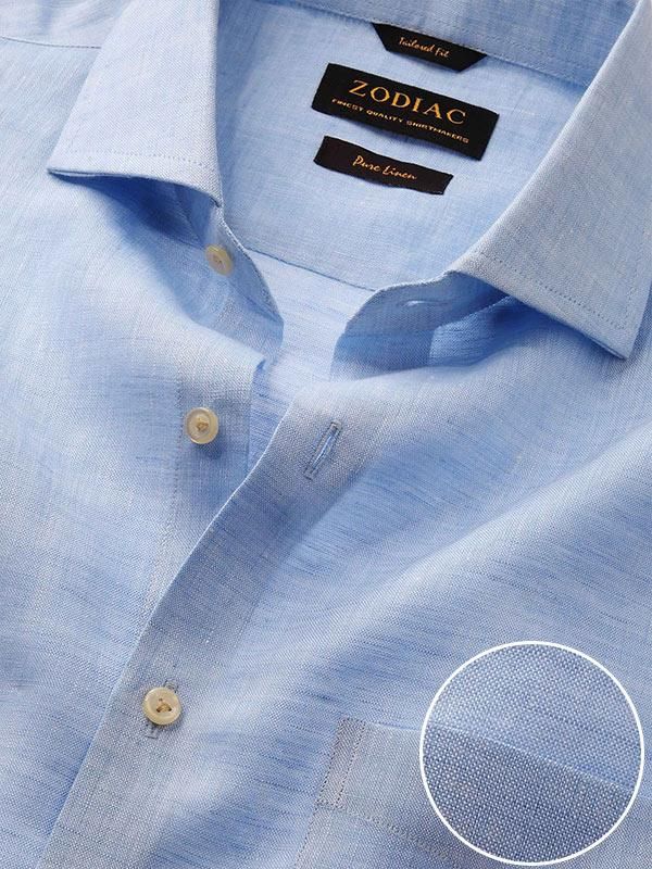 Buy Positano Sky Linen Tailored Fit Casual Solid Shirt | Zodiac