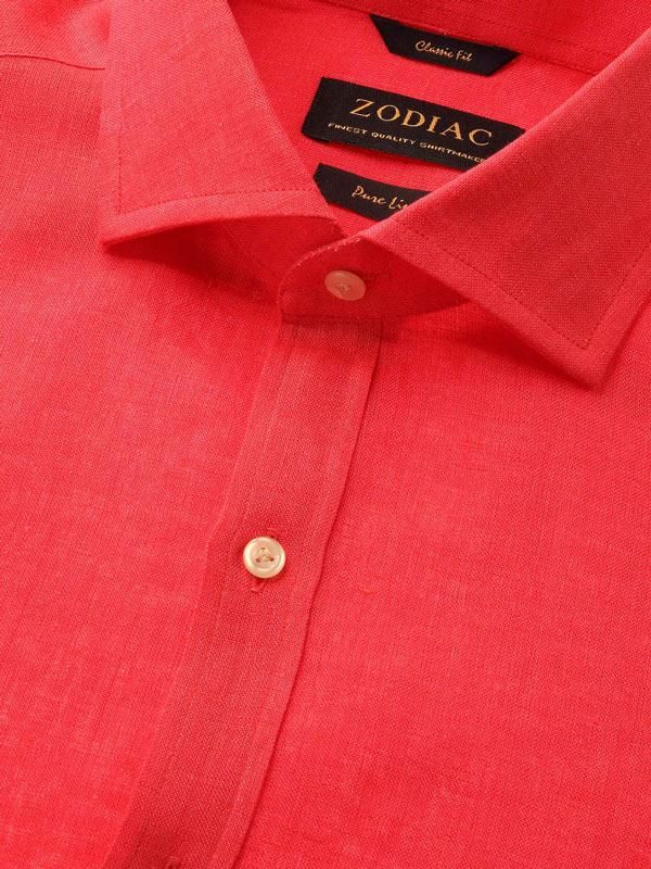 Buy Positano Red Linen Casual Solid Shirt for men
