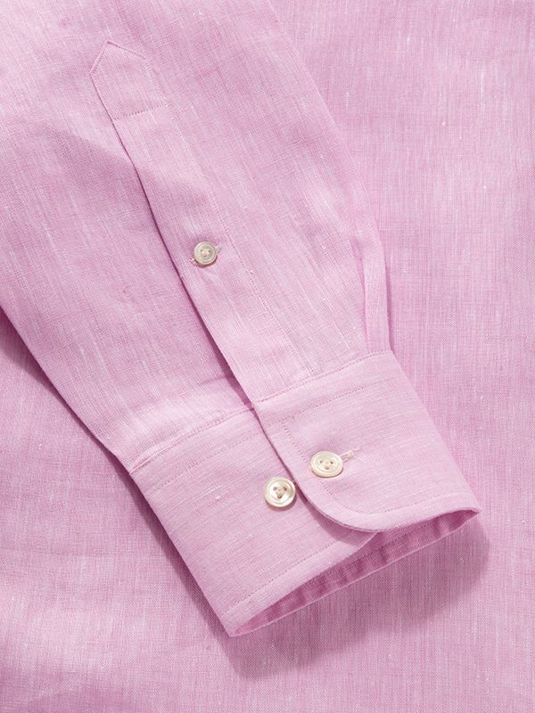 Positano Pink Solid Full Sleeve Classic Fit Semi Formal Linen Shirt