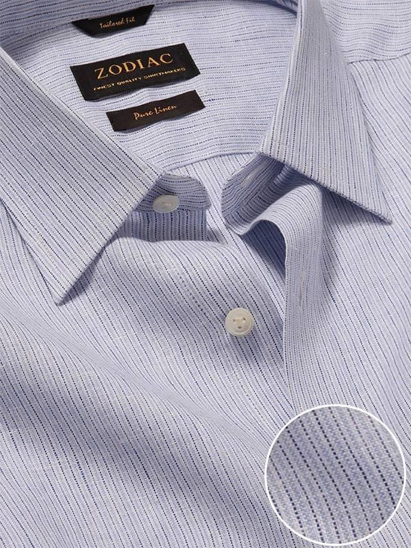 Positano Sky Striped Full sleeve single cuff Tailored Fit Semi Formal Linen Shirt