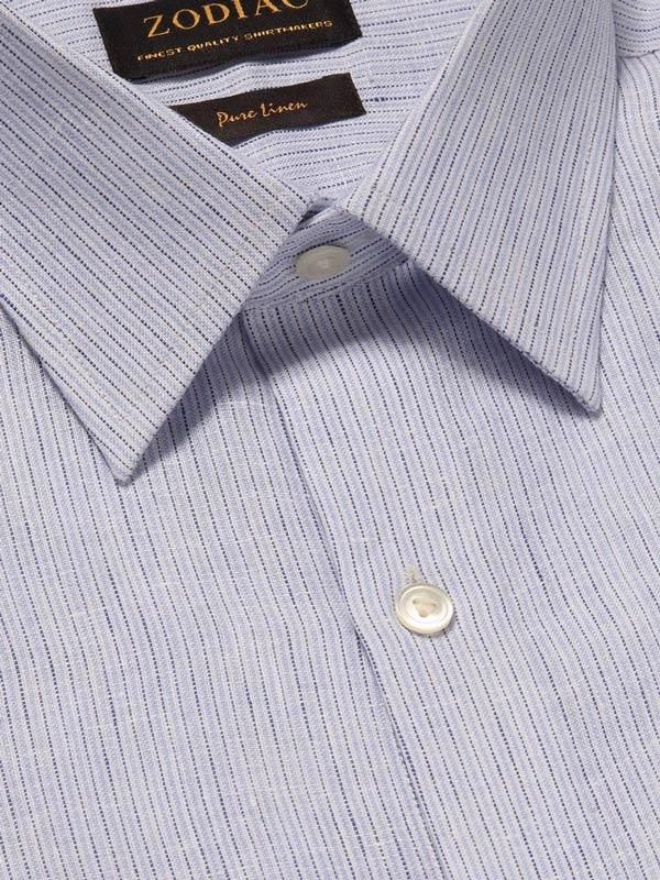 Buy Positano Sky Linen Tailored Fit Casual Striped Shirt | Zodiac