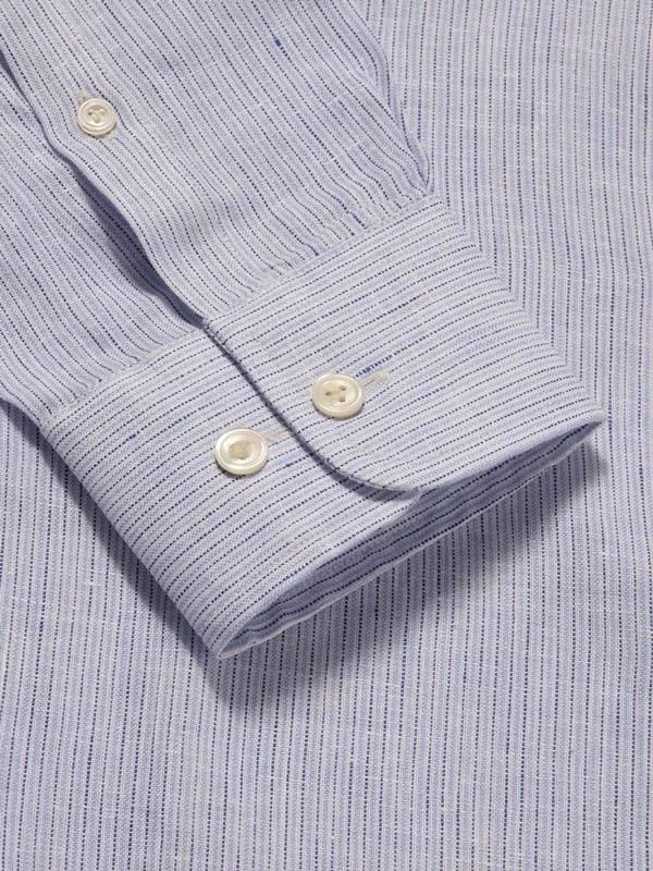 Positano Sky Striped Full sleeve single cuff Tailored Fit Semi Formal Linen Shirt