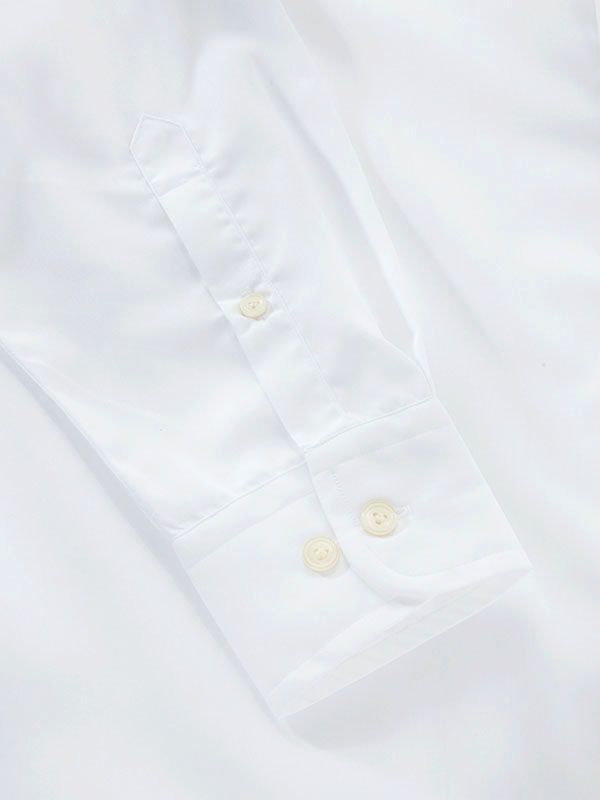 Luxury White Solid Full Sleeve Single Cuff Tailored Fit Classic Formal Cotton Shirt