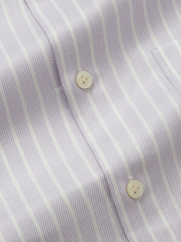 Marcello Lilac Striped Full sleeve single cuff  Classic Formal Cotton Shirt