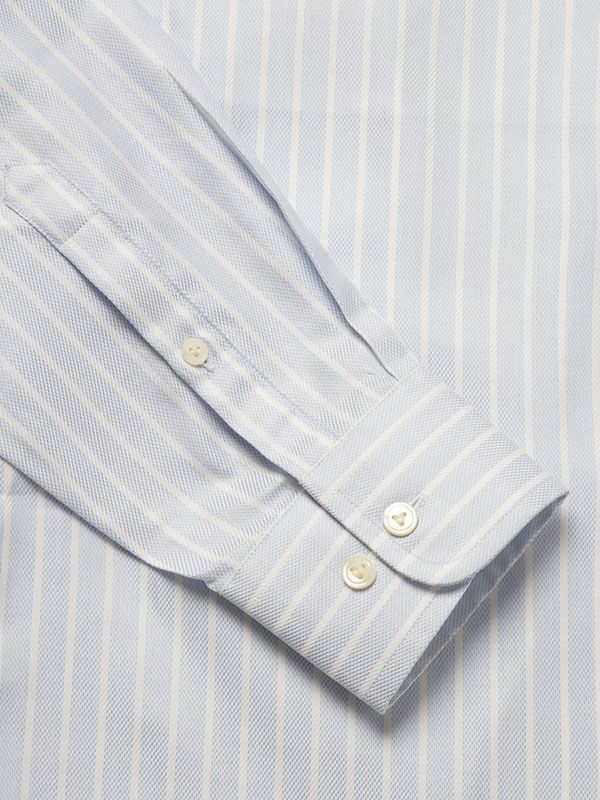 Buy Marcello Sky Cotton Tailored Fit Formal Striped Shirt | Zodiac