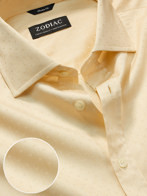 Marchetti Cream Solid Half Sleeve Classic Fit Classic Formal Cotton Shirt