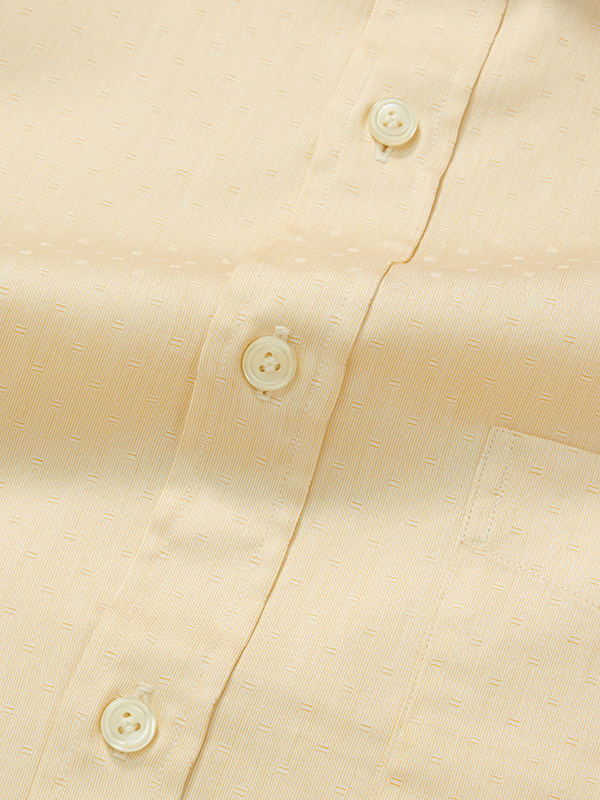 Marchetti Cream Solid Half Sleeve Classic Fit Classic Formal Cotton Shirt