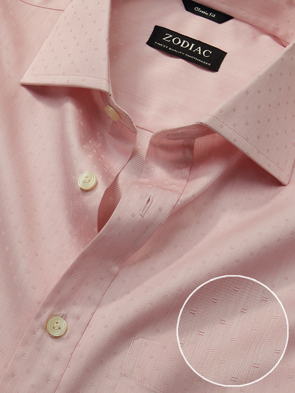 Marchetti Pink Solid Half Sleeve Classic Fit Classic Formal Cotton Shirt