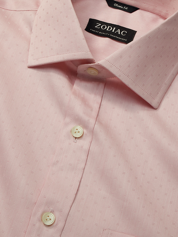 Marchetti Pink Solid Half Sleeve Classic Fit Classic Formal Cotton Shirt
