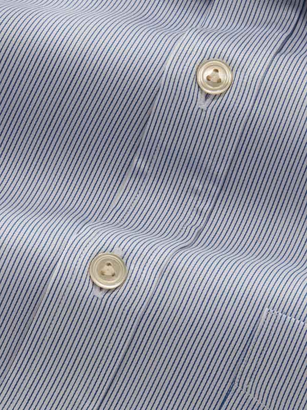 Marchetti Blue Striped Full Sleeve Single Cuff Classic Fit Classic Formal Cotton Shirt