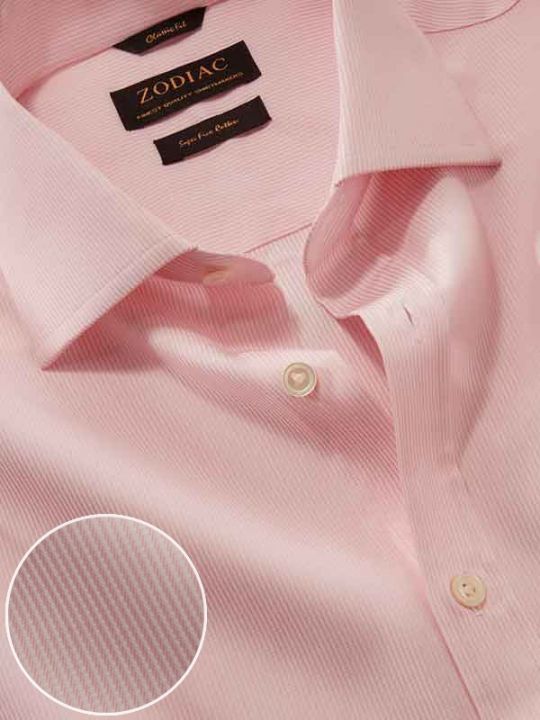 Marchetti Pink Striped Full Sleeve Single Cuff Classic Fit Classic Formal Cotton Shirt
