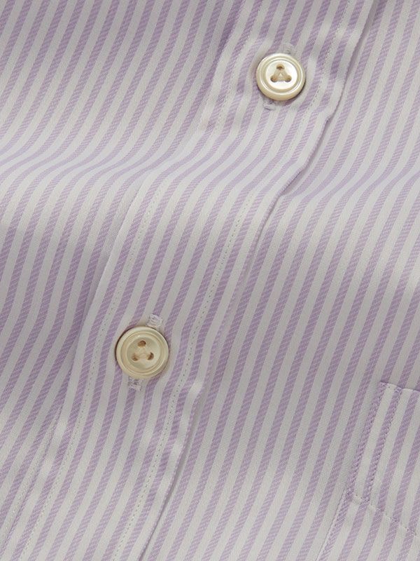 Marchetti Lilac Striped Full Sleeve Single Cuff Classic Fit Classic Formal Cotton Shirt