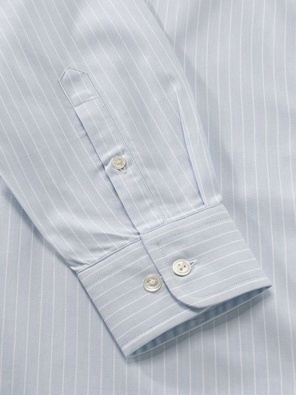 Marchetti Sky Striped Full Sleeve Single Cuff Tailored Fit Classic Formal Cotton Shirt
