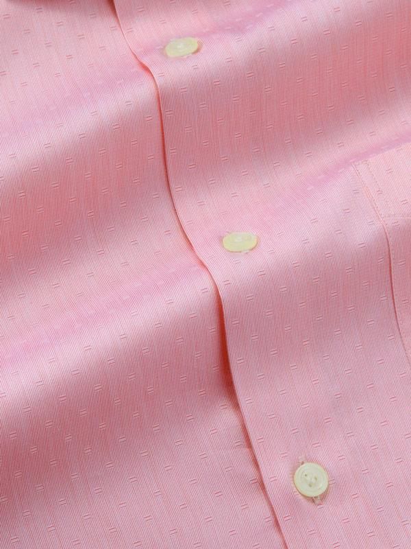 Marchetti Pink Solid Full sleeve single cuff Tailored Fit Classic Formal Cotton Shirt