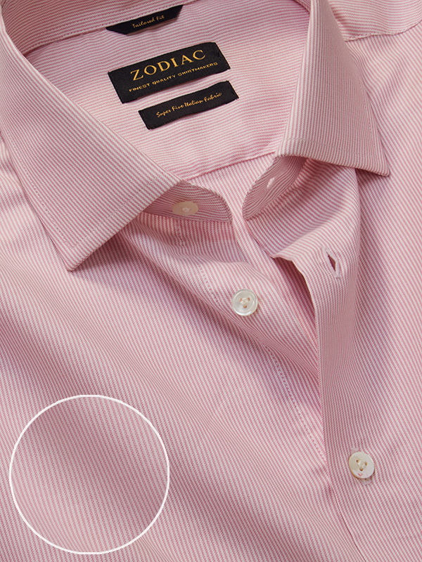 Mariano Pink Striped Full Sleeve Single Cuff Tailored Fit Classic Formal Cotton Shirt