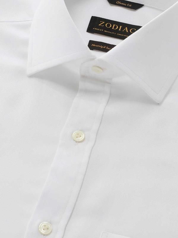 Marinetti White Solid Full sleeve single cuff Classic Fit Classic Formal Cut away collar Cotton Shirt