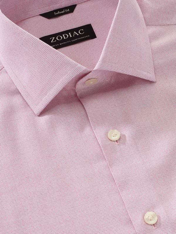 Mazzaro Pink Check Full sleeve single cuff Tailored Fit Classic Formal Cotton Shirt