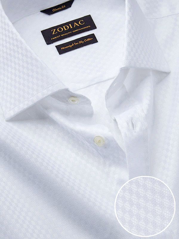 Monteverdi White Solid Full Sleeve Double Cuff Classic Fit Classic Formal Cotton Shirt