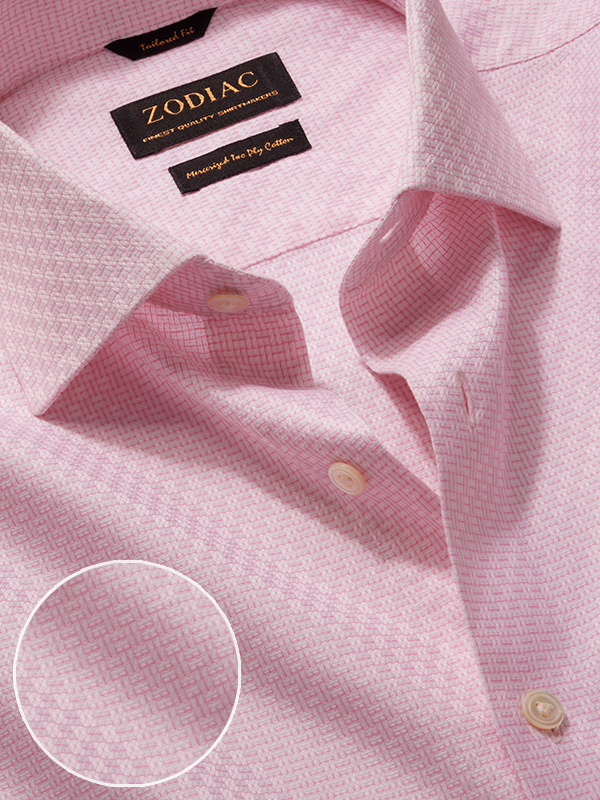 Monteverdi Pink Solid Full Sleeve Double Cuff Tailored Fit Classic Formal Cotton Shirt