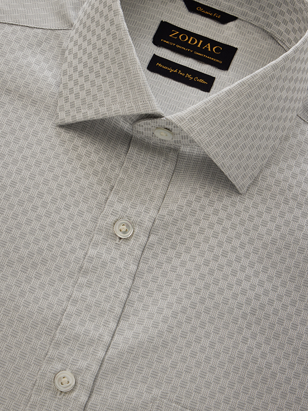 Monteverdi Light Grey Solid Full Sleeve Single Cuff Classic Fit Classic Formal Cotton Shirt
