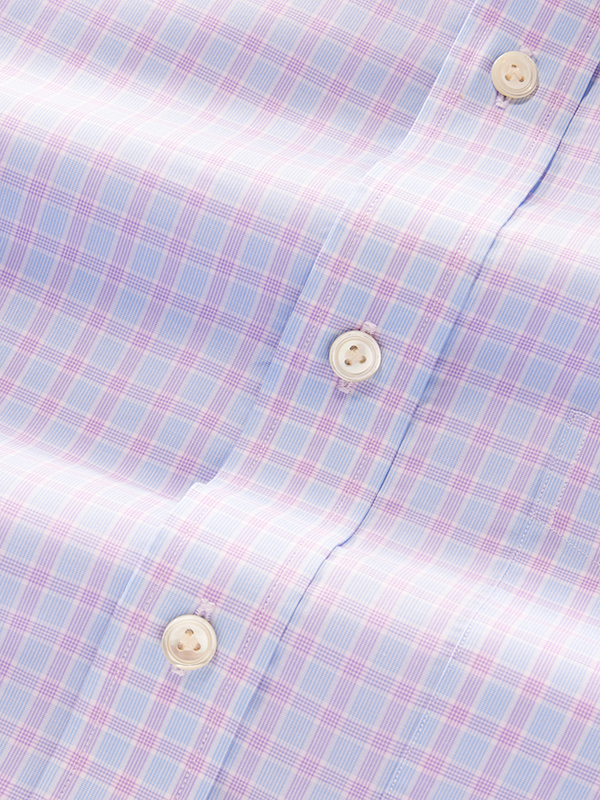 Palladio Lilac Check Half Sleeve Classic Fit Classic Formal Cotton Shirt
