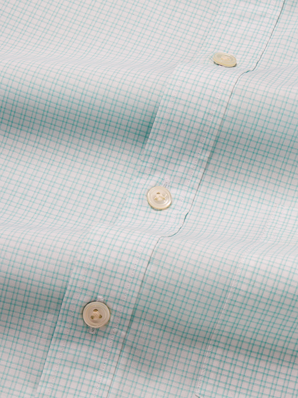 Palladio Mint Check Half Sleeve Classic Fit Classic Formal Cotton Shirt