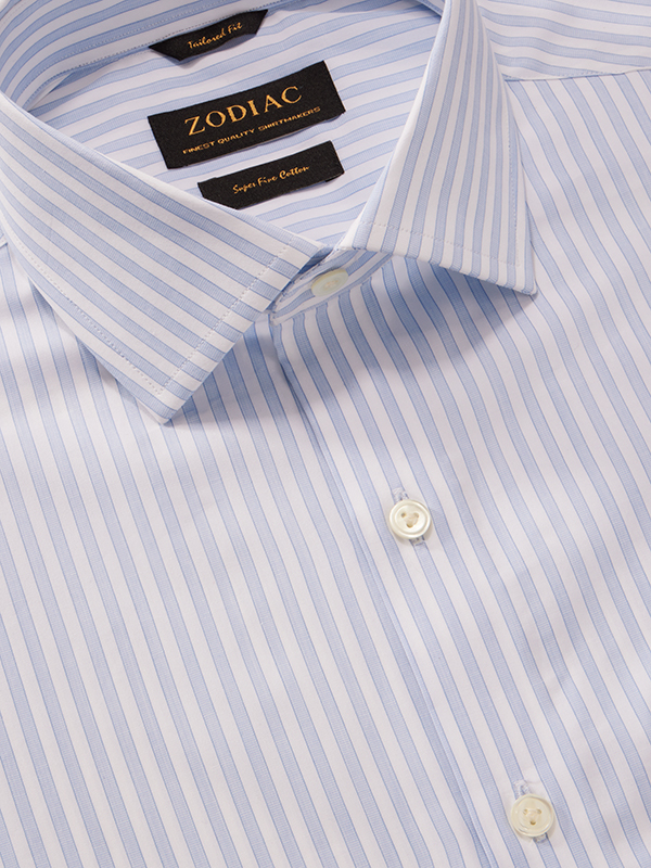 Palladio Sky Striped Full Sleeve Single Cuff Tailored Fit Classic Formal Cotton Shirt