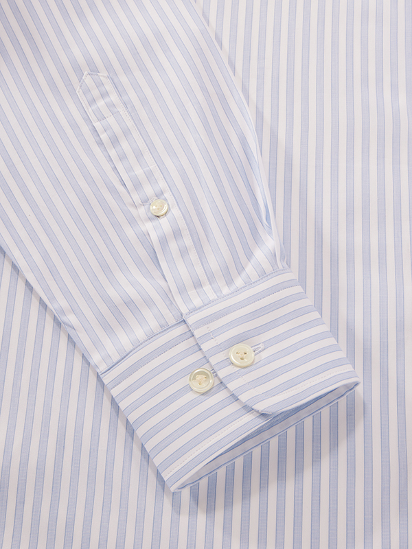 Palladio Sky Striped Full Sleeve Single Cuff Tailored Fit Classic Formal Cotton Shirt
