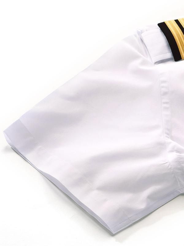 Pilot White Solid Half sleeve Slim Fit Formal Blended Shirt
